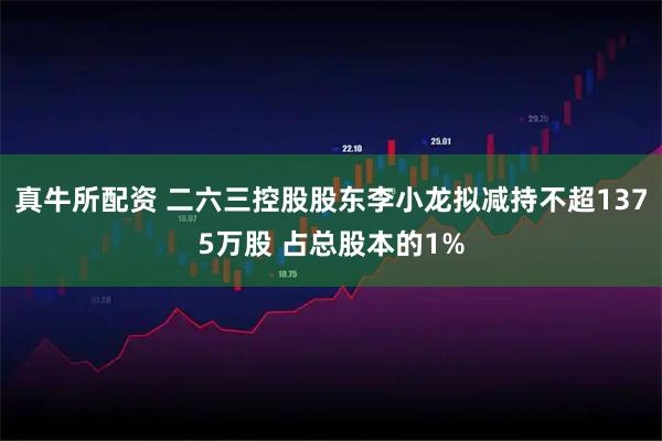 真牛所配资 二六三控股股东李小龙拟减持不超1375万股 占总股本的1%