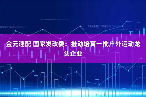 金元速配 国家发改委:推动培育一批户外运动龙头企业