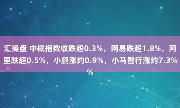 汇操盘 中概指数收跌超0.3%，网易跌超1.8%，阿里跌超0.5%，小鹏涨约0.9%，小马智行涨约7.3%